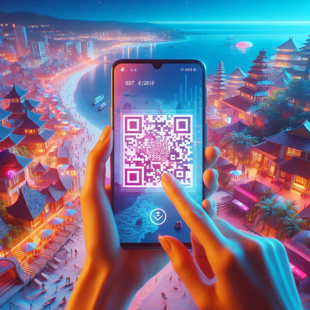 Woman scanning eSIM QR code on smartphone