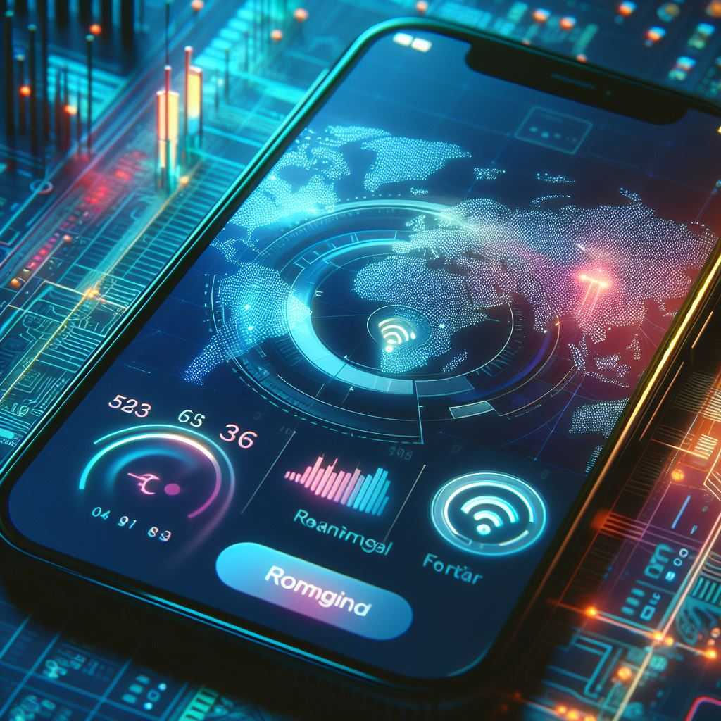 iPhone settings screen with a world map and roaming signal icon