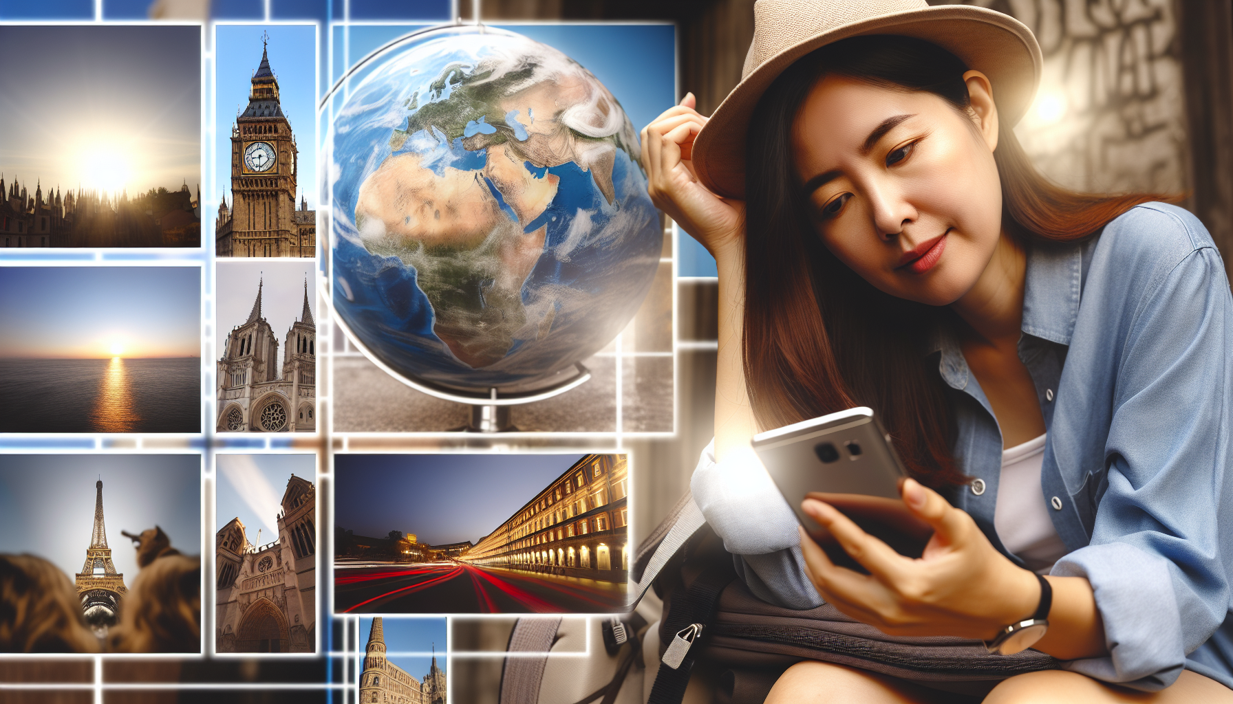 Photo of a traveler using a smartphone with eSIM service in multiple countries