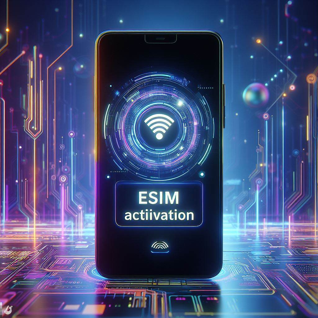 Close-up image of a smartphone screen displaying the dual eSIM activation process