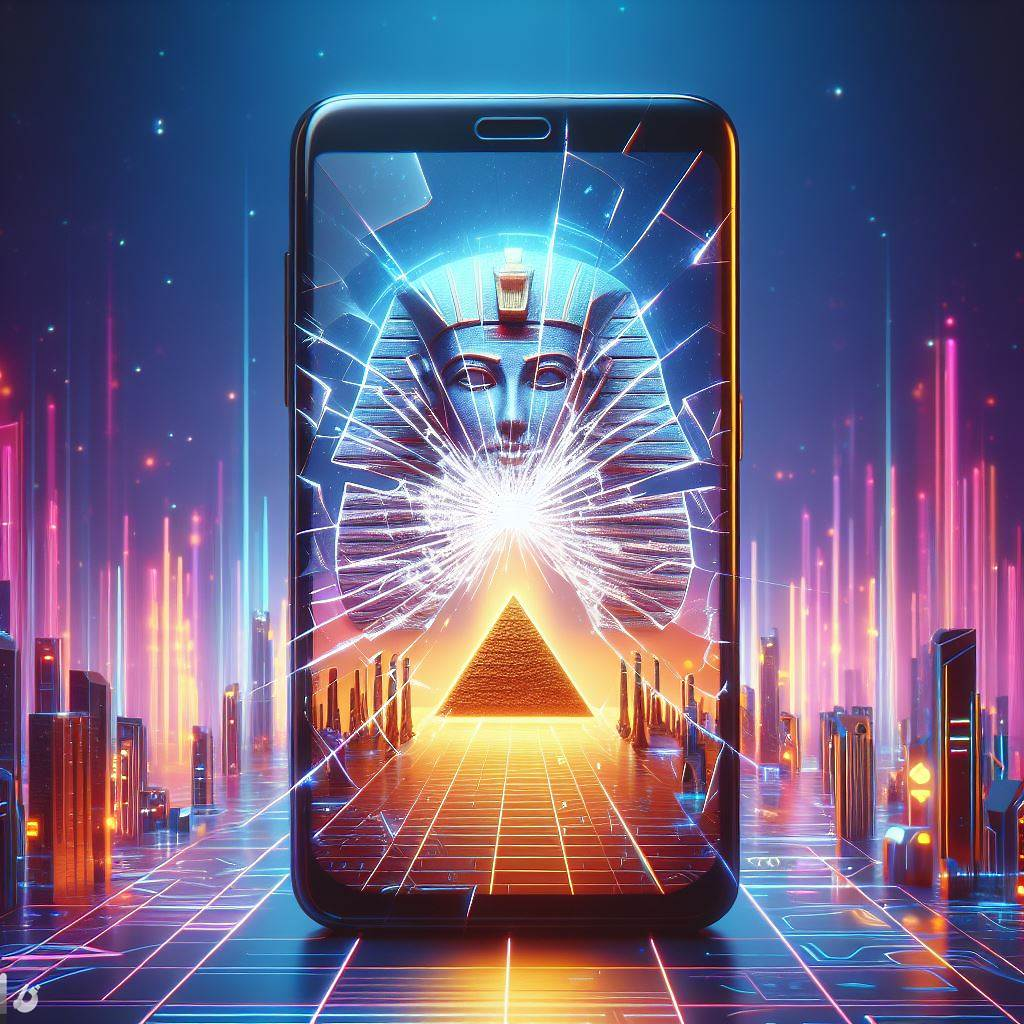 Smartphone screen with a shattered data limit icon