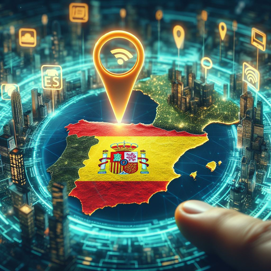 A map of Spain featuring logos of reliable eSIM providers