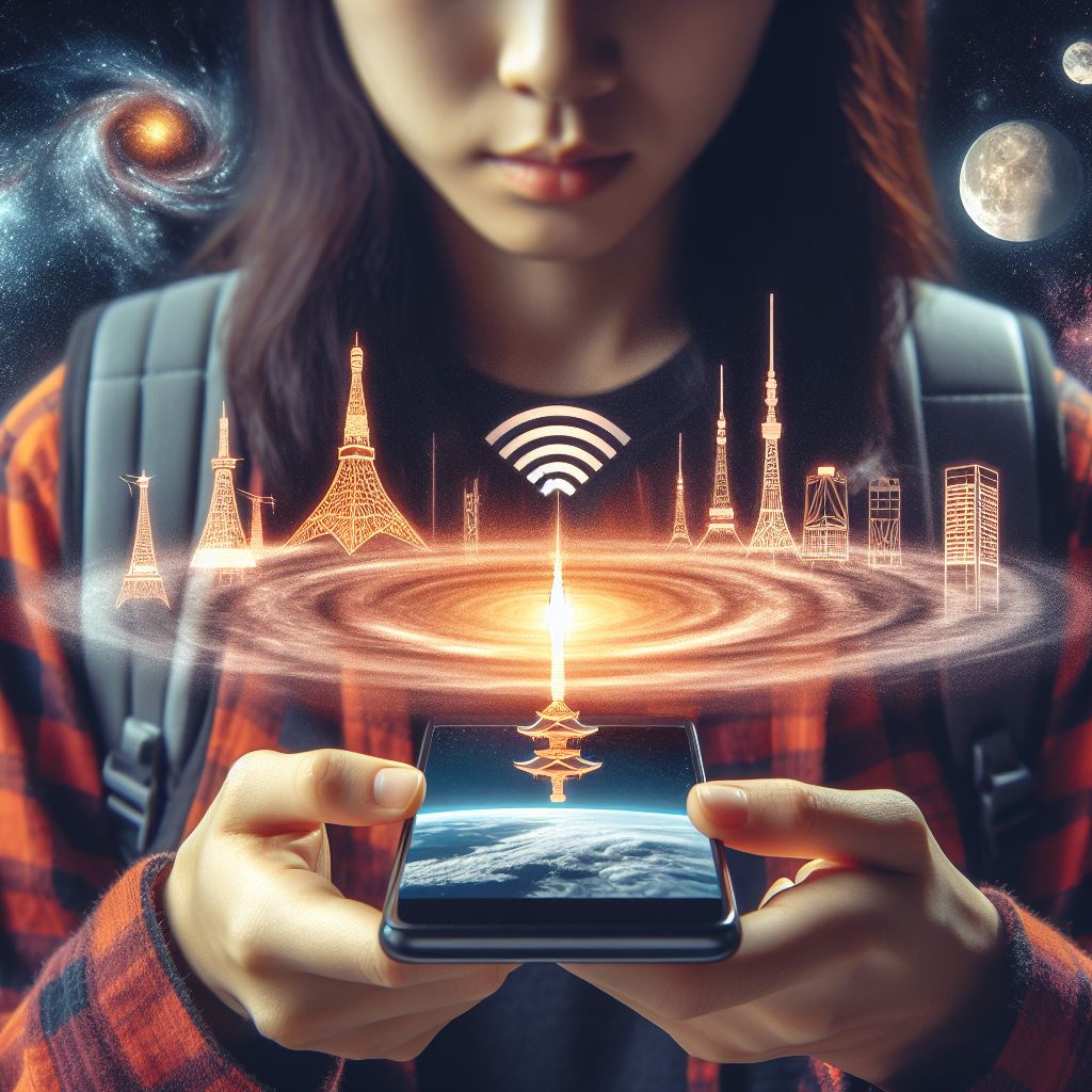 A person streaming video on a smartphone with an eSIM, showcasing high-speed data usage while exploring Japan