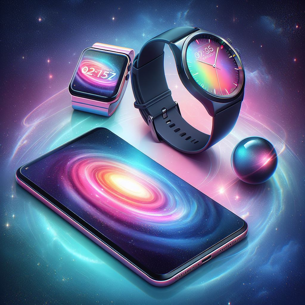 Close-up of a smartwatch, tablet, and IoT device with embedded eSIMs