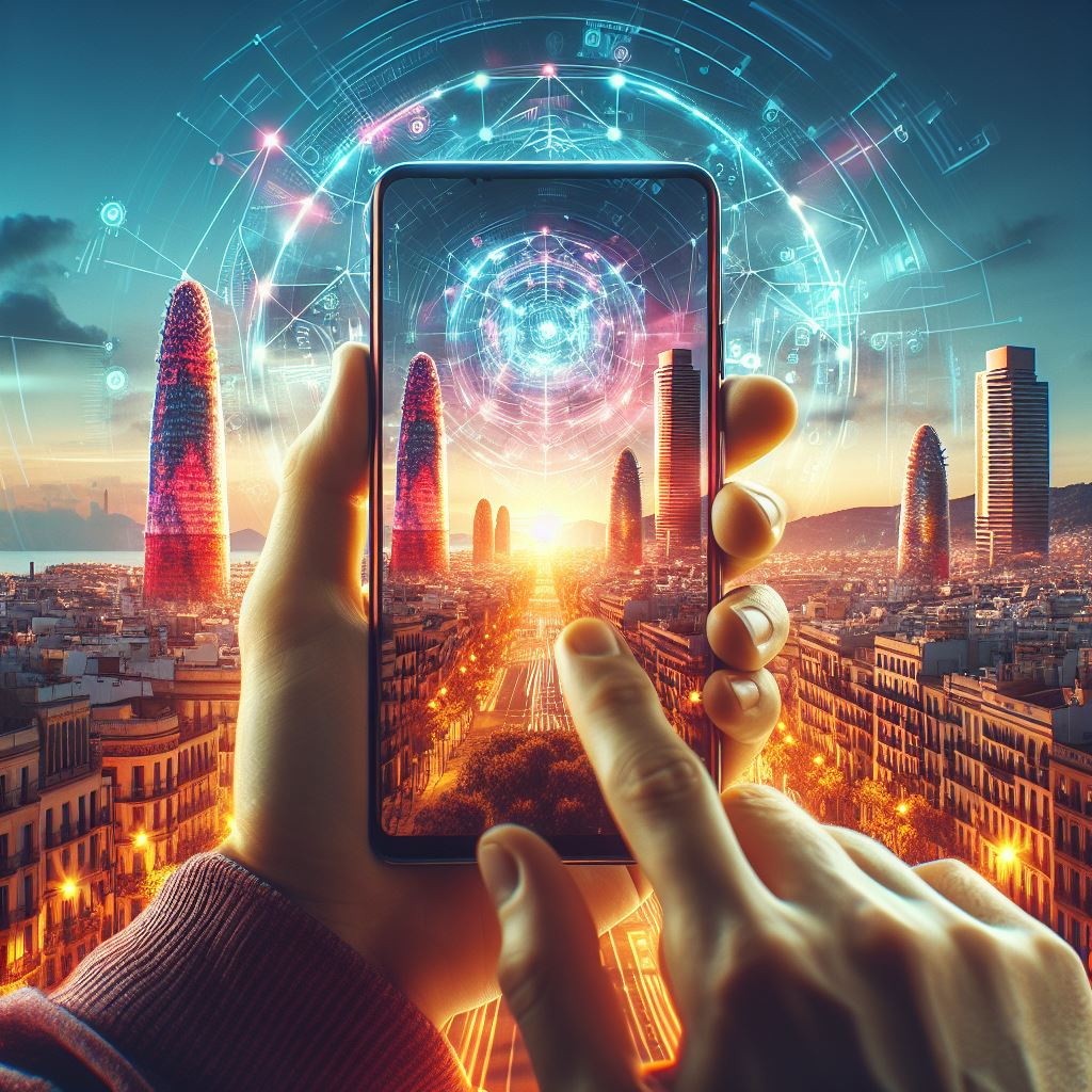 A hand holding a smartphone with a physical prepaid SIM card and an eSIM