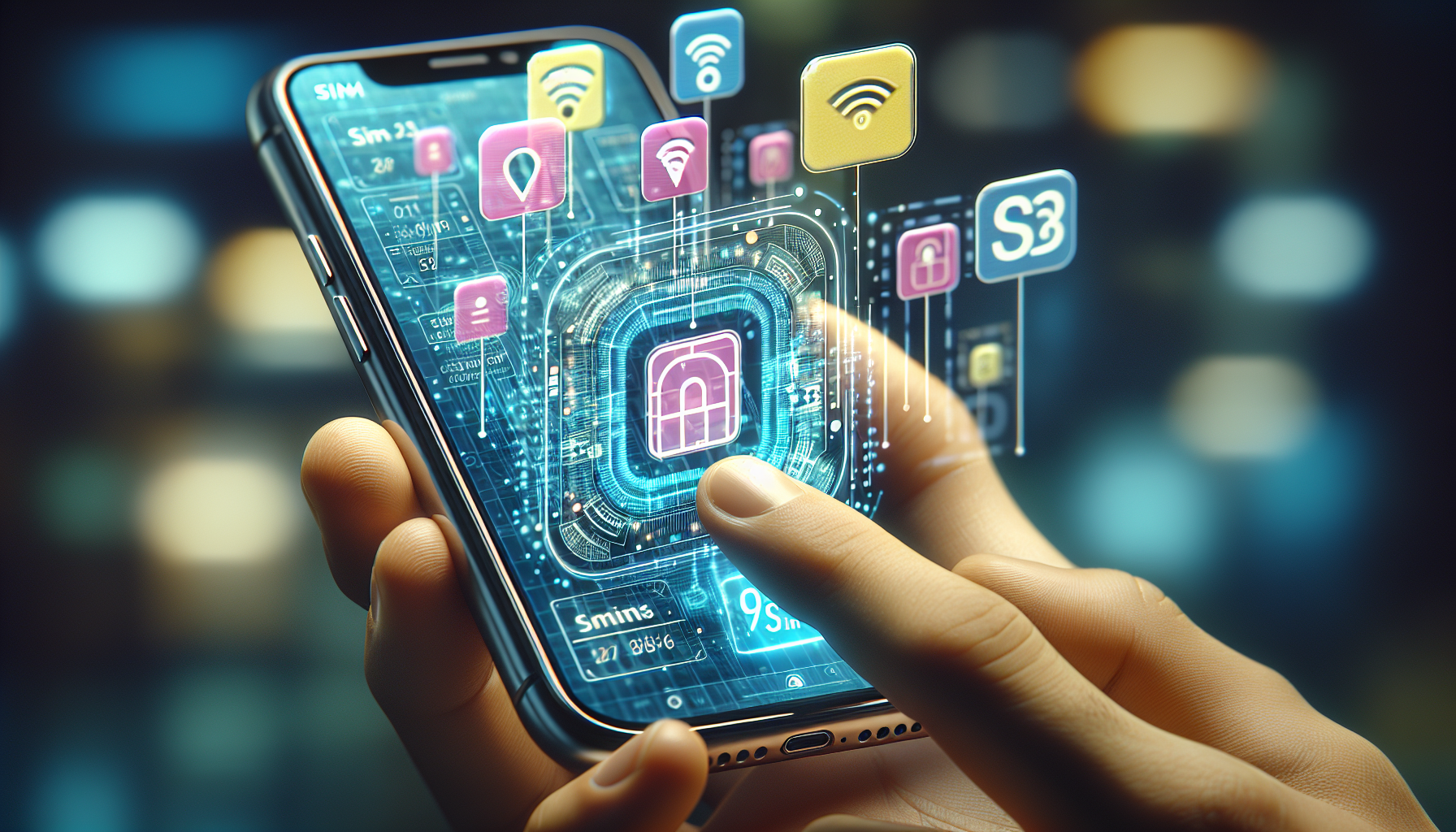 Illustration of managing multiple cellular plans on an eSIM iPhone