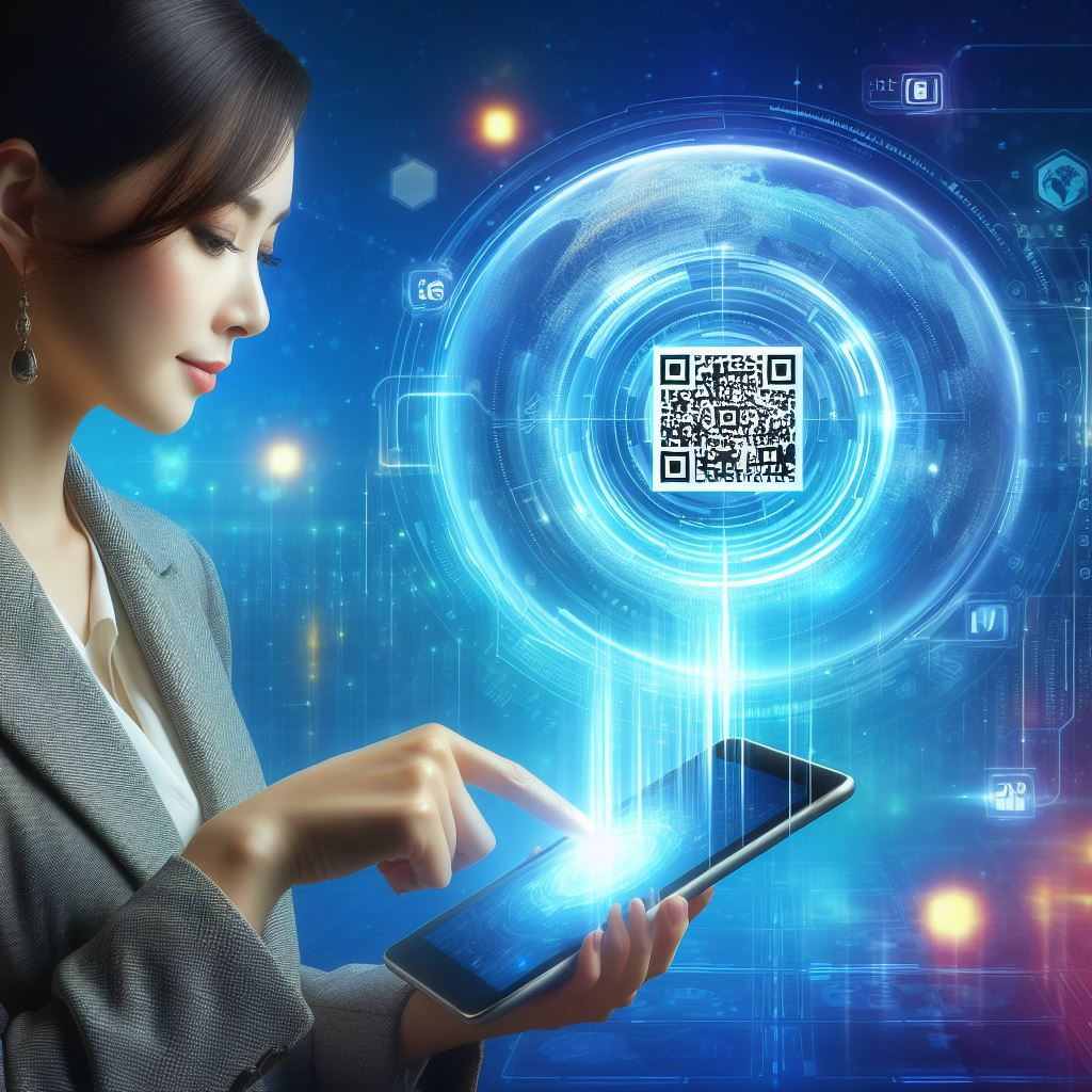 Eine Person hält ein Smartphone mit einer eSIM-Karte in der Hand und scannt einen QR-Code, der auf einem anderen Gerät angezeigt wird