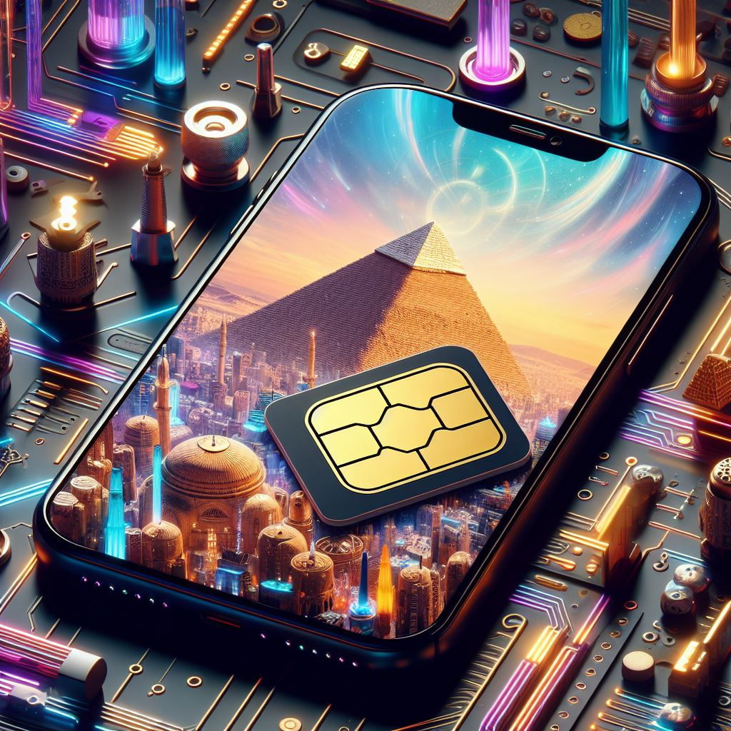 Image of a traditional physical SIM card and eSIM compatible device side by side, illustrating the contrast