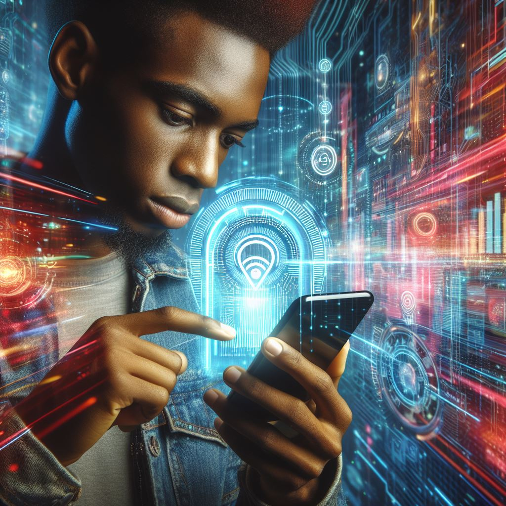 A person using an iPhone with eSIM technology