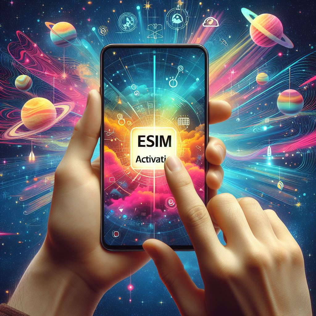 A smartphone with an eSIM activation screen